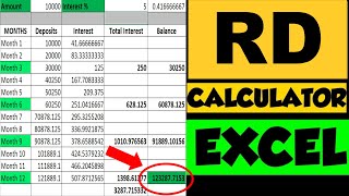 RD Calculator How to Calculate Recurring Deposits Interest using Excel Recurring Deposits [upl. by Camden143]