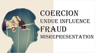 Coercion Undue Influence Fraud Misrepresentation  Indian Contract Act 1872  Law Guru [upl. by Annohs]