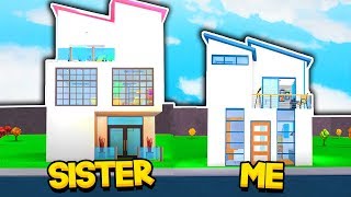 SISTER vs BROTHER BLOXBURG 5X5 HOUSE BUILD OFF Roblox [upl. by Ragouzis]