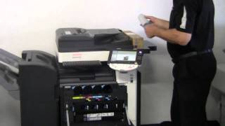 How to Replace Toner Cartridges in bizhub C220C280C360 [upl. by Ara427]