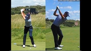 Justin Thomas golf swing  Long Iron faceon amp downtheline July 2017 [upl. by Imiaj]