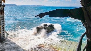 Marines Launch Assault Amphibious Vehicles From USS Ashland [upl. by Leitnahs178]